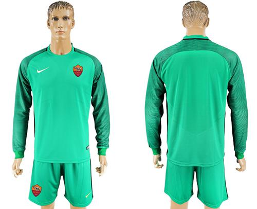 Roma Blank Green Goalkeeper Long Sleeves Soccer Club Jersey - Click Image to Close